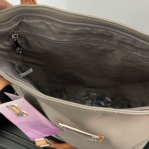 Clothes It All St Tropez Collection Grey Leather Tote by Joy Mangano - Picture 6 of 10